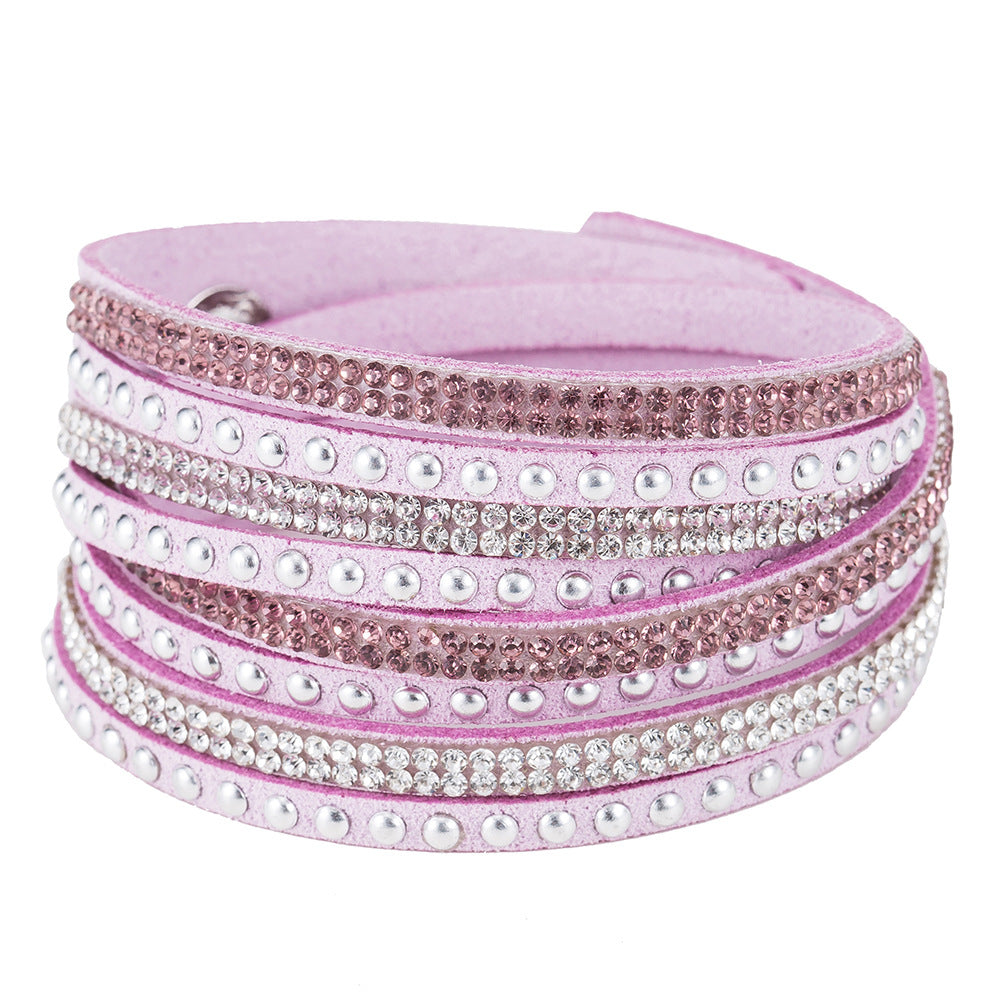 Wholesale Multi-layer Winding Diamond Inlaid Alloy Bracelets